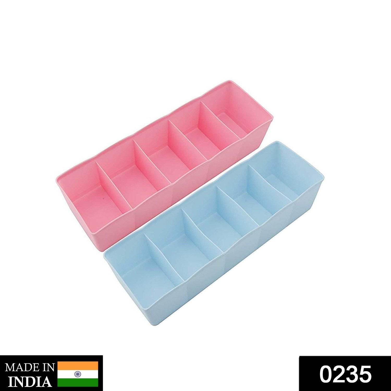 5 Compartments Socks / Handkerchief / Underwear Storage Box Socks Drawer Closet Organizer Storage Boxes (pack of 2) - infinityexculsivestore.com