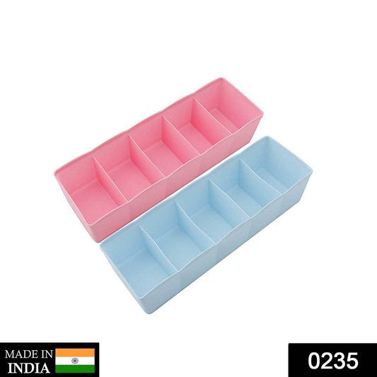 5 Compartments Socks / Handkerchief / Underwear Storage Box Socks Drawer Closet Organizer Storage Boxes (pack of 2) - infinityexculsivestore.com