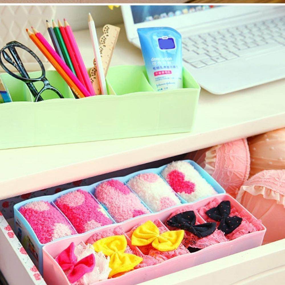 5 Compartments Socks / Handkerchief / Underwear Storage Box Socks Drawer Closet Organizer Storage Boxes (pack of 2) - infinityexculsivestore.com