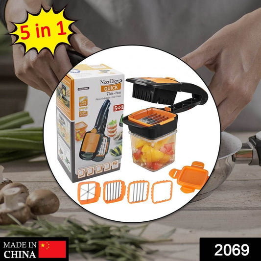5 In 1 Nicer Dicer used for cutting and shredding of various types of food stuff in all kitchen purposes. - infinityexculsivestore.com