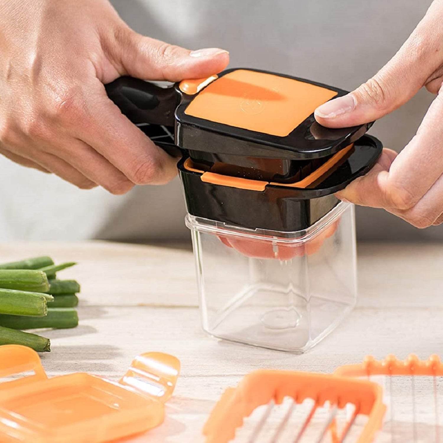 5 In 1 Nicer Dicer used for cutting and shredding of various types of food stuff in all kitchen purposes. - infinityexculsivestore.com