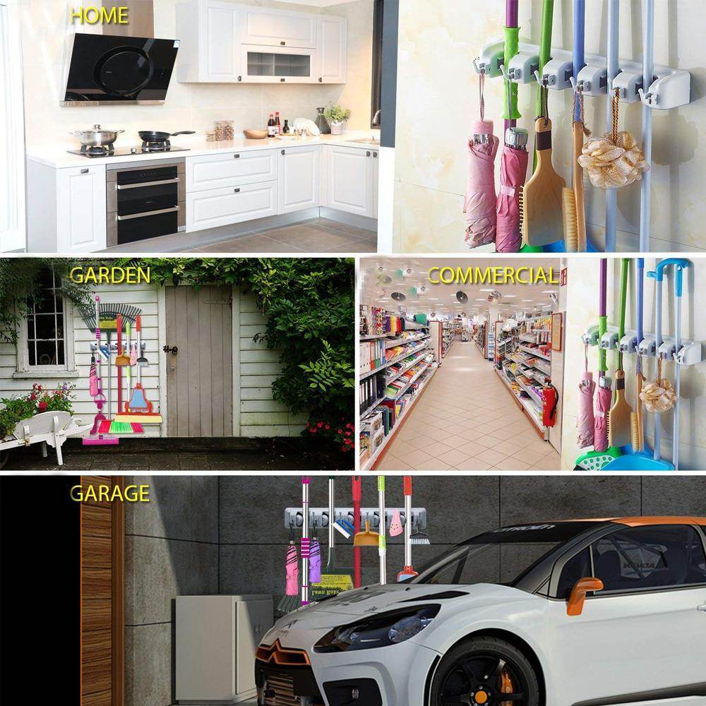 5-Layer Multipurpose Wall Mounted Organizer Mop And Broom Holder - infinityexculsivestore.com