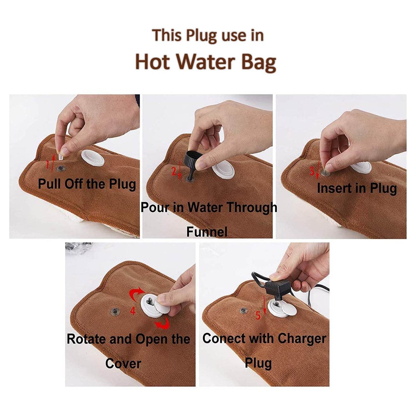 5 Pc Hot Water Bag in Water Stopper used as a stopper while injecting nails on walls etc. - infinityexculsivestore.com