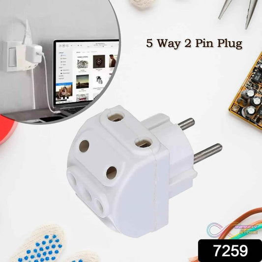 5-Way 2 Pin Multi-Plug Socket / Converter (1 Pc) - infinityexculsivestore.com