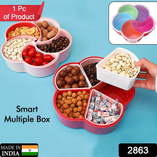 5Compartments Party Food Storage Snack Nuts Box For Peanuts Fruits and Candy Box For Home & Kitchen Use - infinityexculsivestore.com