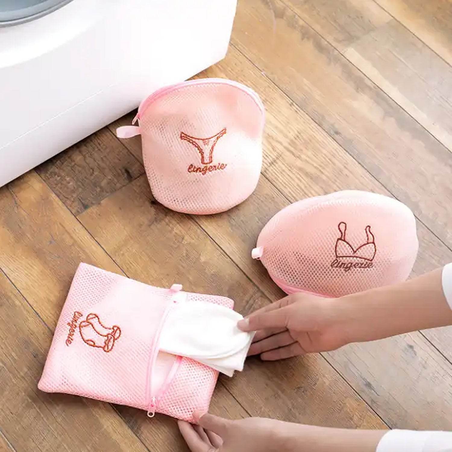 5pc Zippered Mesh Laundry Wash Bags Foldable Delicates Lingerie Socks, Underwear Blouse, Hosiery, Stocking and Lingerie Washing Machine Clothes Protection Net (5 Pc Set) - infinityexculsivestore.com