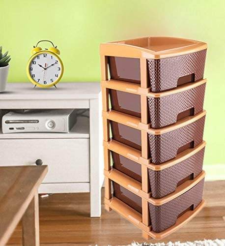 5tier Plastic Modular Drawer System For Multiple Use (Brown colour) - infinityexculsivestore.com