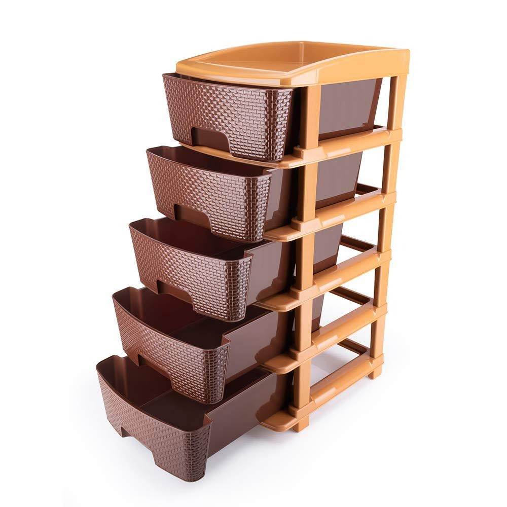 5tier Plastic Modular Drawer System For Multiple Use (Brown colour) - infinityexculsivestore.com