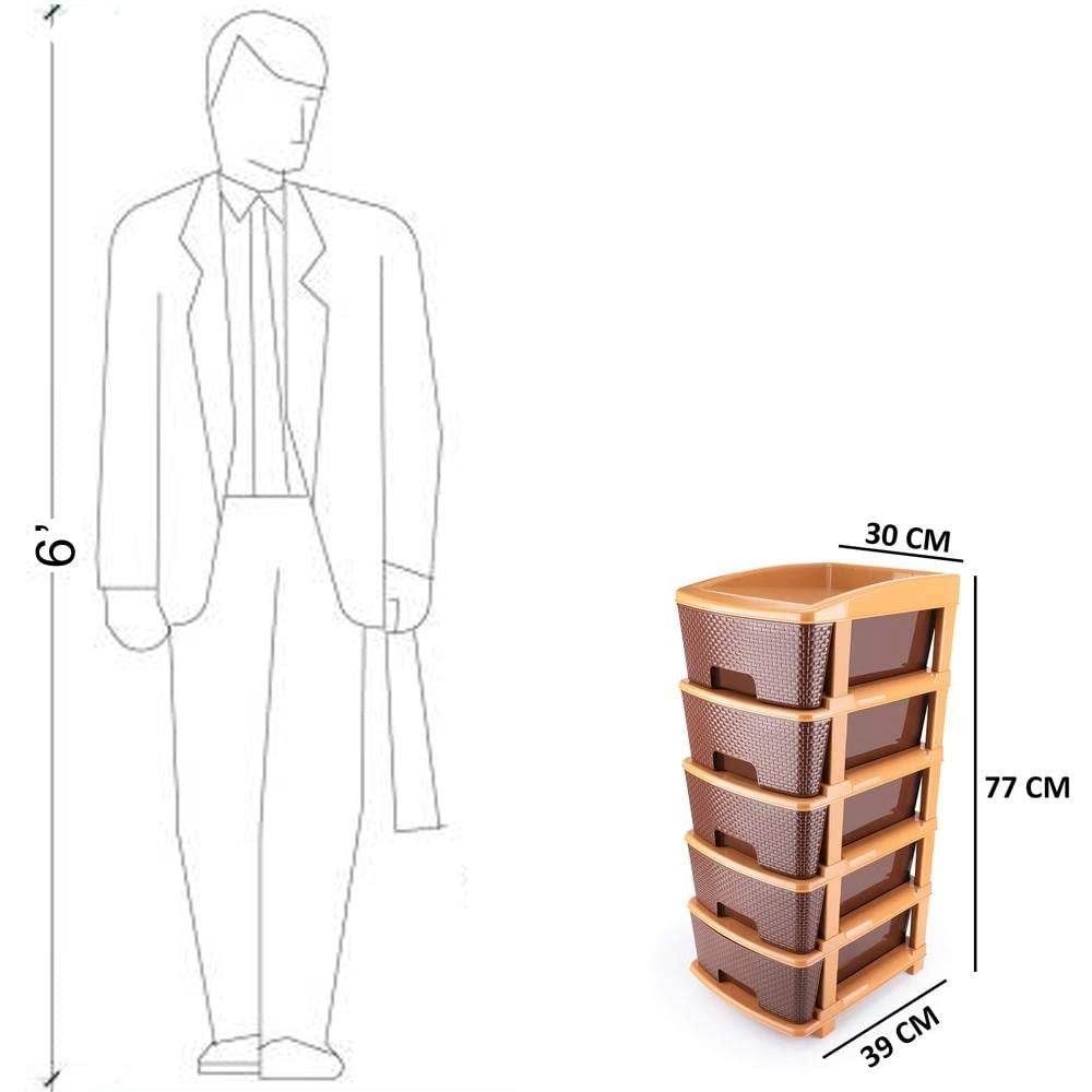5tier Plastic Modular Drawer System For Multiple Use (Brown colour) - infinityexculsivestore.com