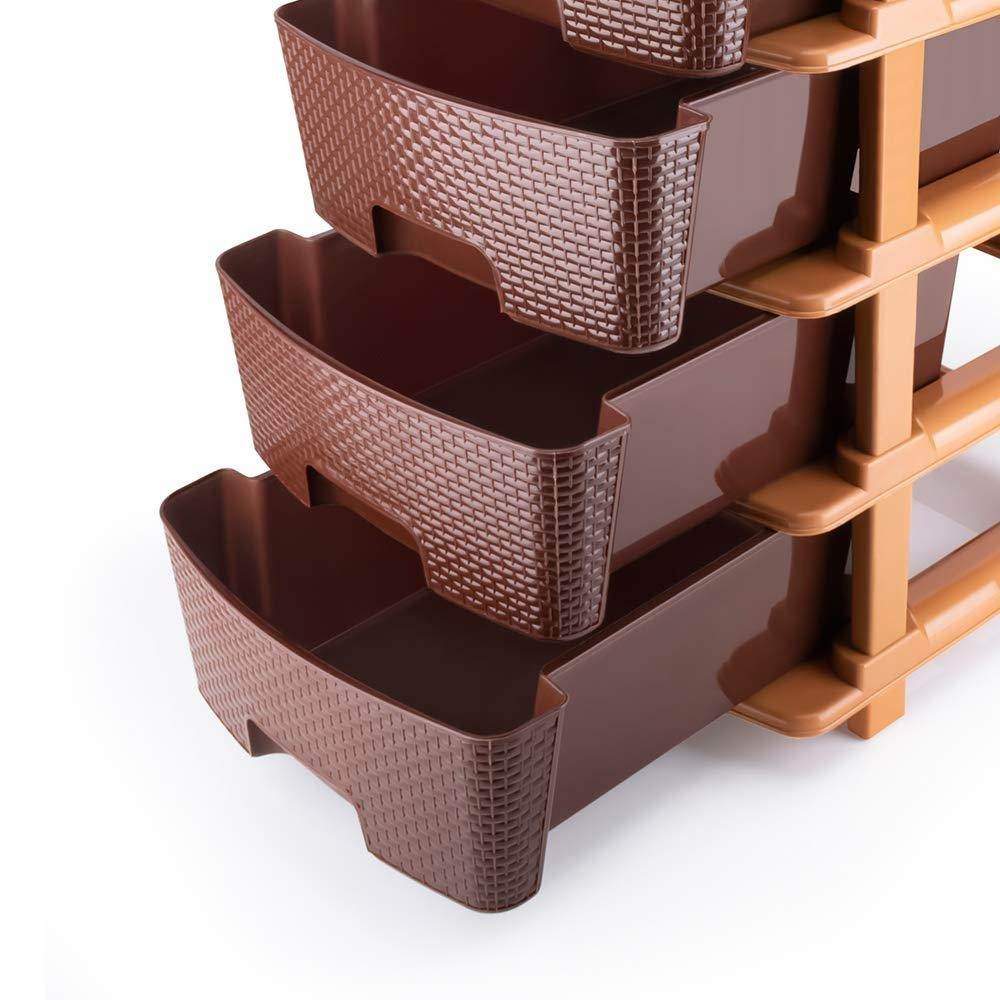 5tier Plastic Modular Drawer System For Multiple Use (Brown colour) - infinityexculsivestore.com