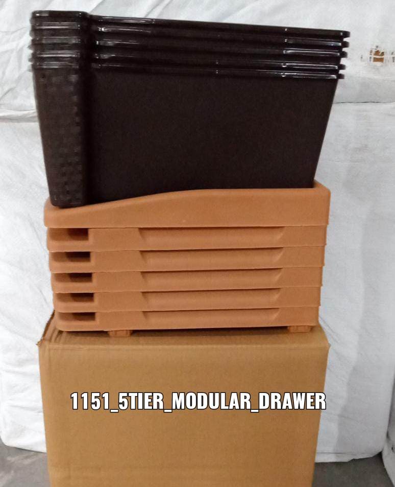 5tier Plastic Modular Drawer System For Multiple Use (Brown colour) - infinityexculsivestore.com