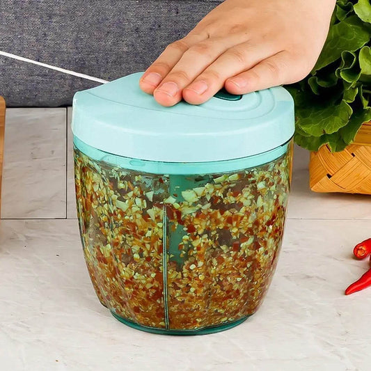 6 BLADE 2IN1 MANUAL FOOD CHOPPER, COMPACT & POWERFUL HAND HELD VEGETABLE CHOPPER (1000Ml) - infinityexculsivestore.com