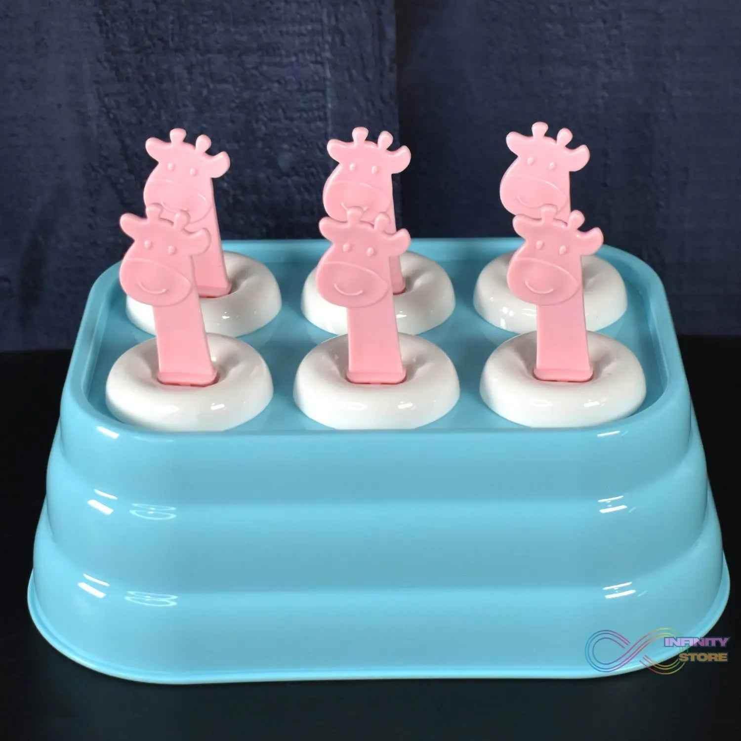 6 Cavity Popsicle Molds Plastic Giraffe shape Ice Moulds (1 Pc) - infinityexculsivestore.com