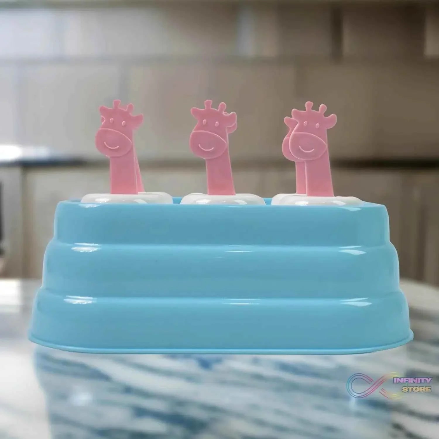 6 Cavity Popsicle Molds Plastic Giraffe shape Ice Moulds (1 Pc) - infinityexculsivestore.com