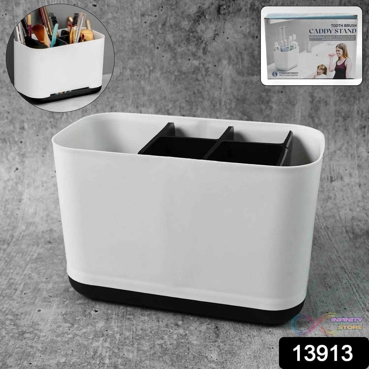 6 Compartment Multi Purpose Organizer Toothbrush Holder Stand Plastic Caddy (1 Pc) - infinityexculsivestore.com
