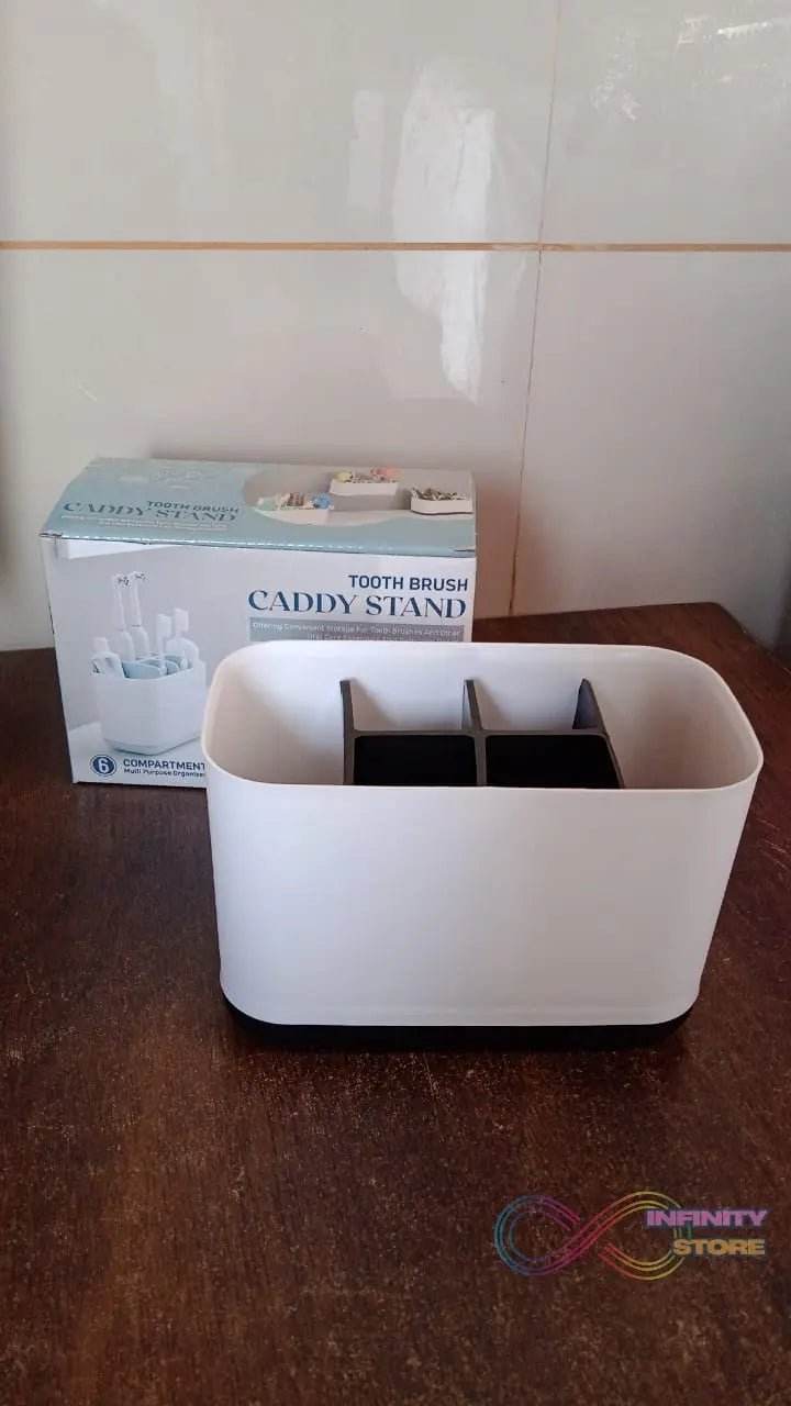 6 Compartment Multi Purpose Organizer Toothbrush Holder Stand Plastic Caddy (1 Pc) - infinityexculsivestore.com