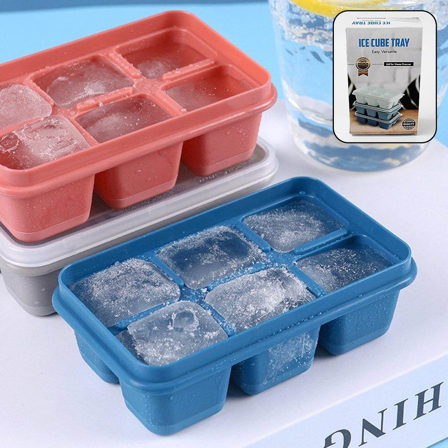 6 Grid Silicone Ice Tray Used In All Kinds Of Places Like Household Kitchens For Making Ice From Water And Various Things And All With Color Box (1 Pc) - infinityexculsivestore.com