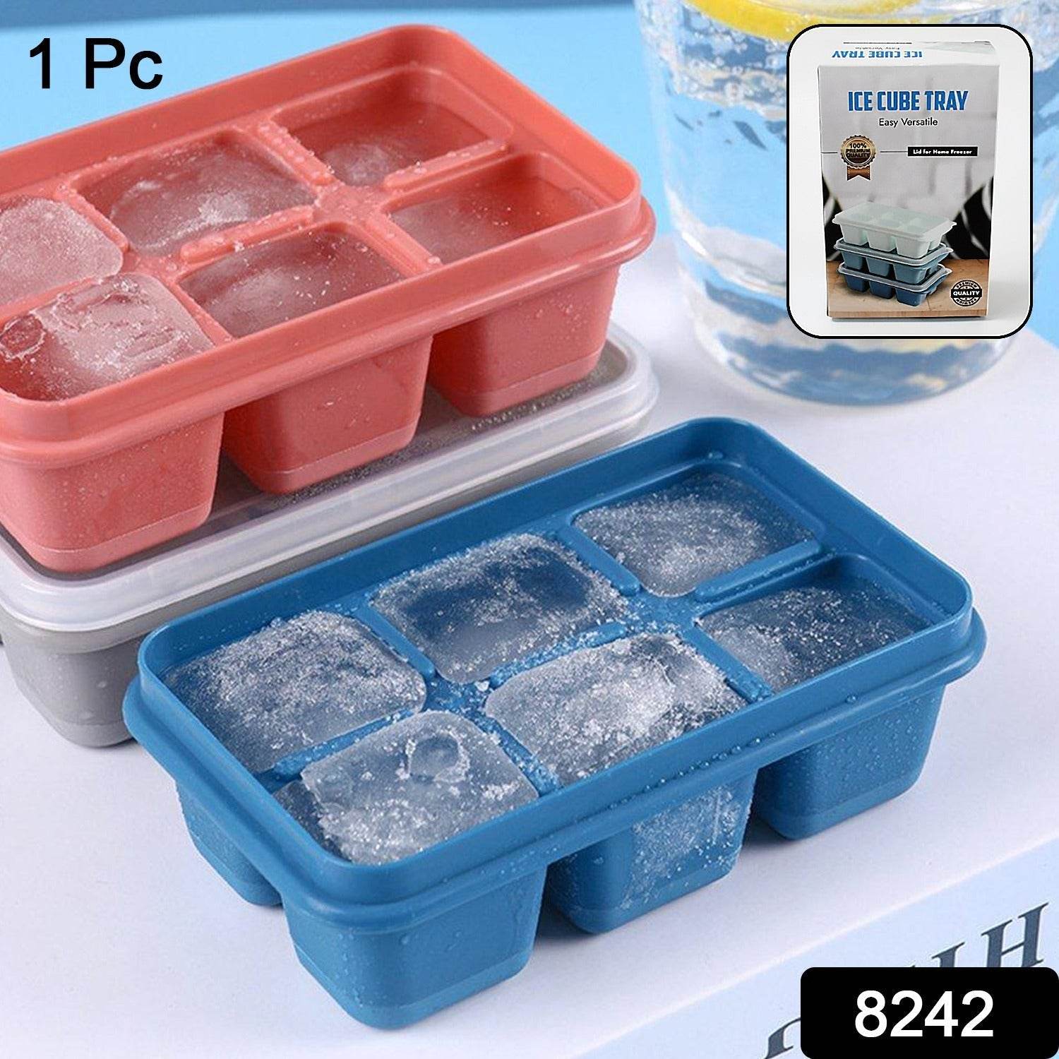 6 Grid Silicone Ice Tray Used In All Kinds Of Places Like Household Kitchens For Making Ice From Water And Various Things And All With Color Box (1 Pc) - infinityexculsivestore.com