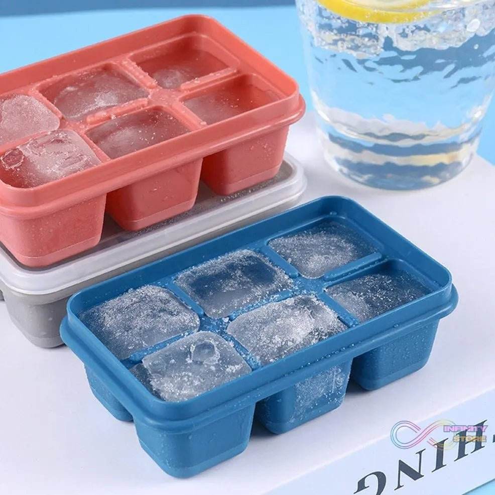 6 Grid Silicone Ice Tray used in all kinds of places like household kitchens for making ice from water and various things and all. - infinityexculsivestore.com