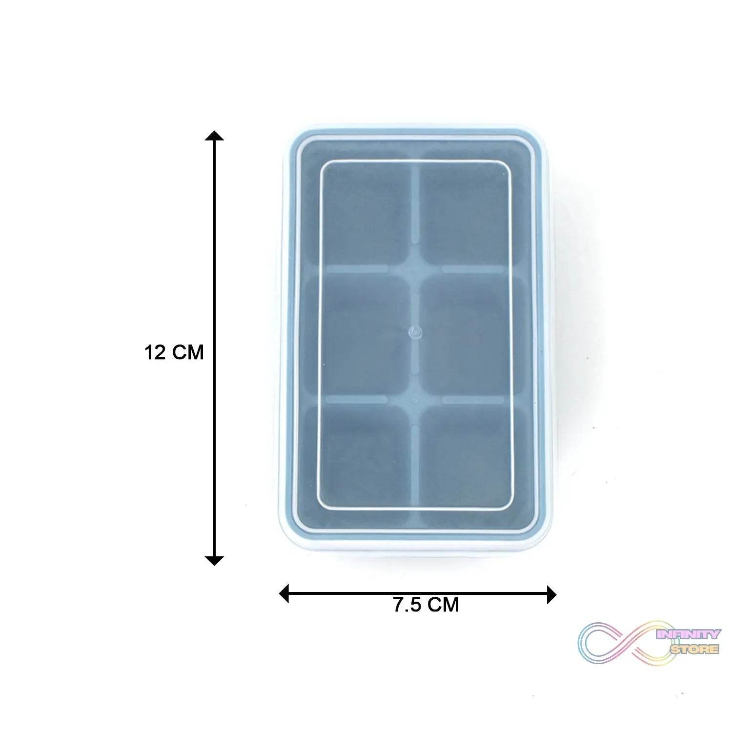 6 Grid Silicone Ice Tray used in all kinds of places like household kitchens for making ice from water and various things and all. - infinityexculsivestore.com