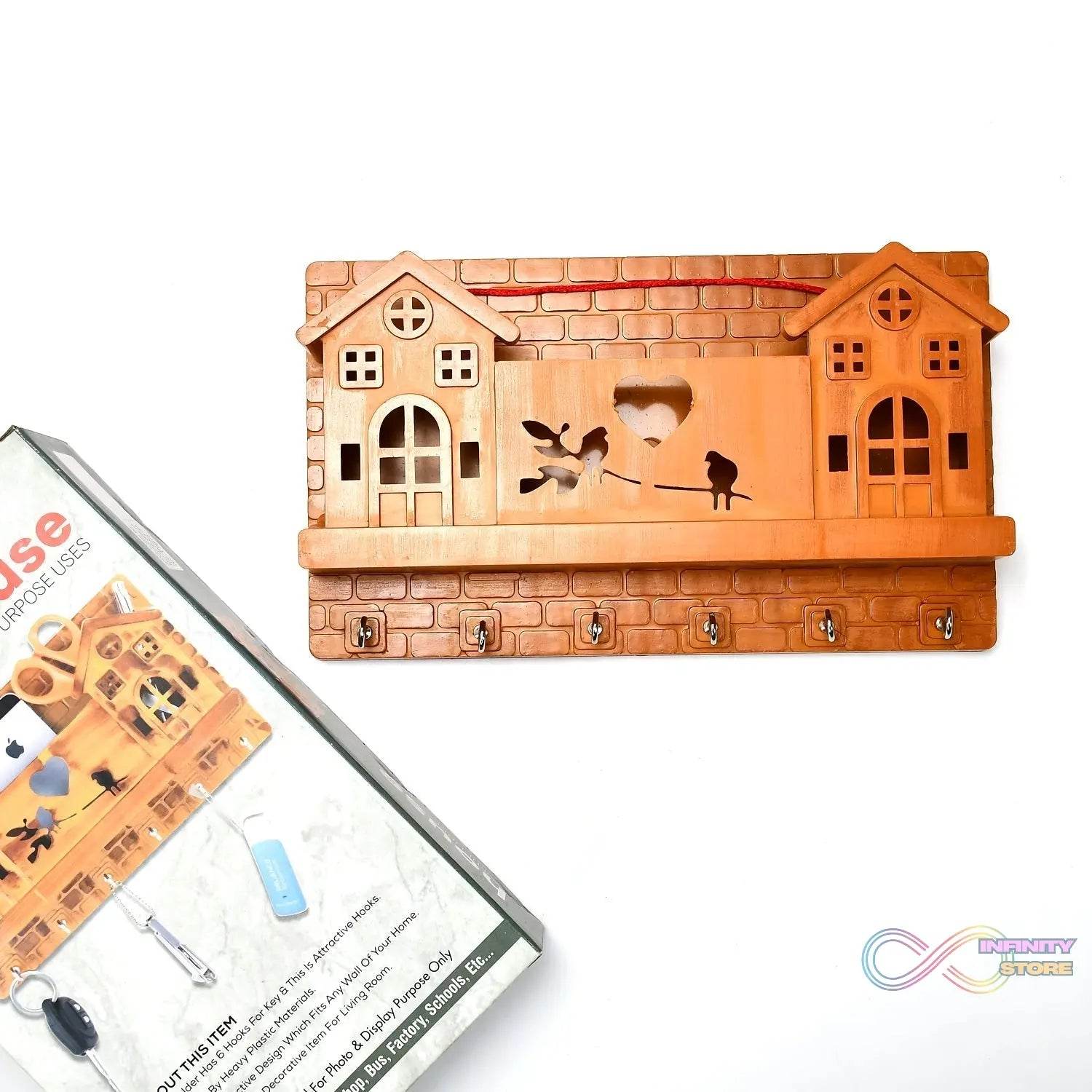 6 - Hook Wooden Key Holder for Entryway, Kitchen & Office - infinityexculsivestore.com