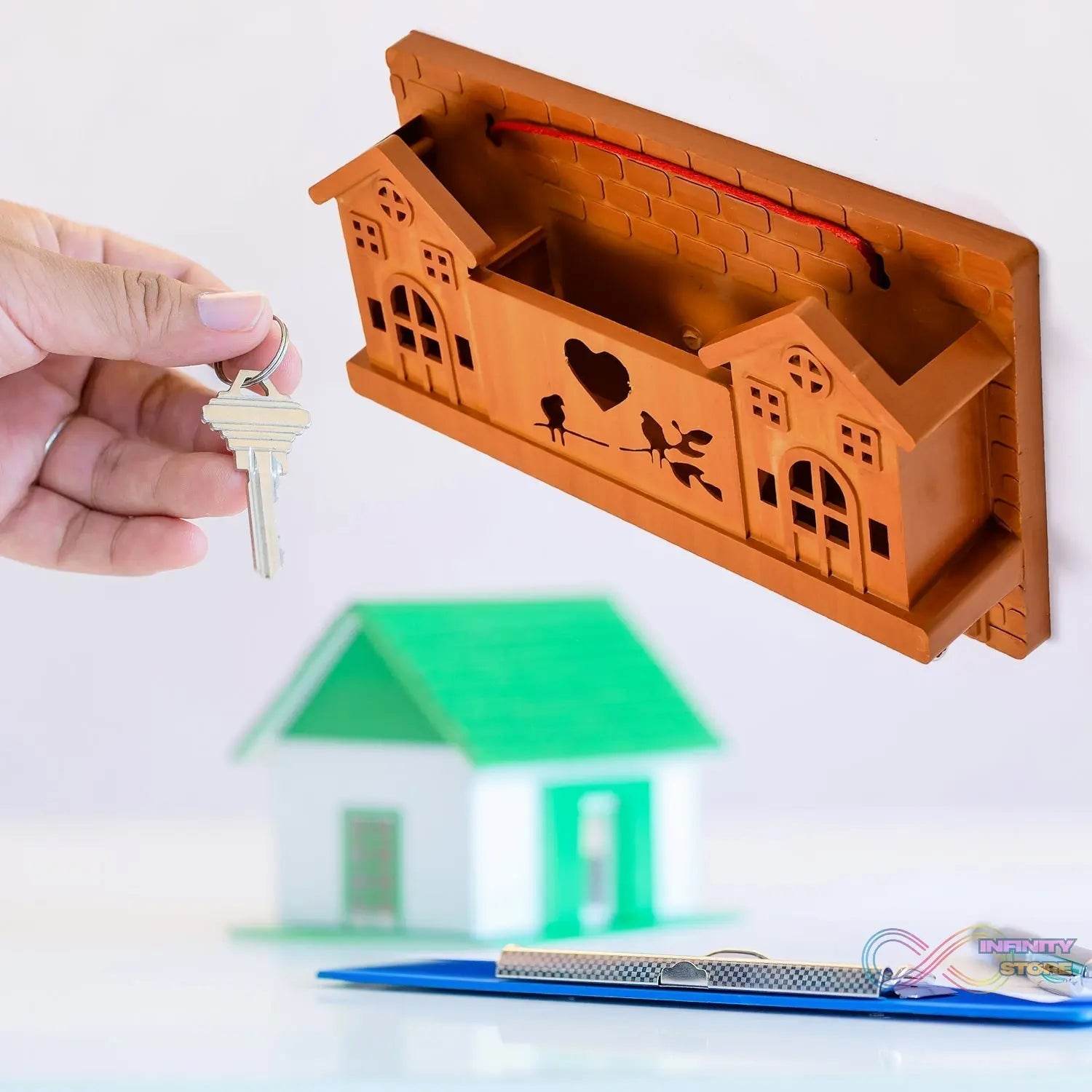 6 - Hook Wooden Key Holder for Entryway, Kitchen & Office - infinityexculsivestore.com