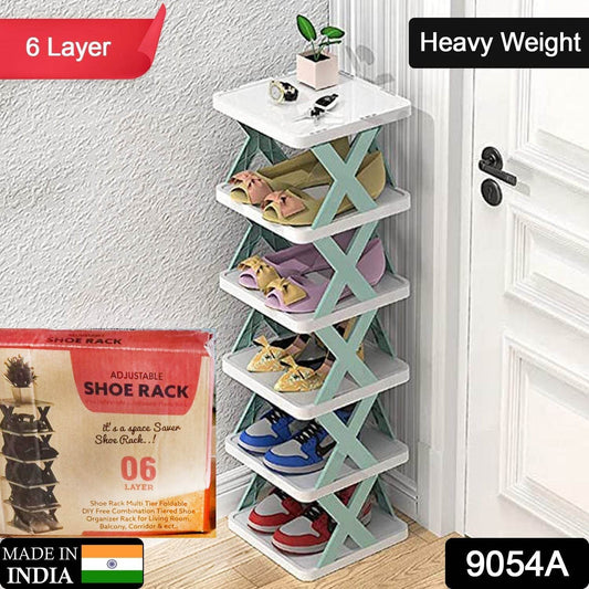 6 LAYER SHOE RACK DESIGN LIGHTWEIGHT ADJUSTABLE PLASTIC FOLDABLE SHOE CABINET STORAGE PORTABLE FOLDING SPACE SAVING SHOE ORGANIZER HOME AND OFFICE - infinityexculsivestore.com
