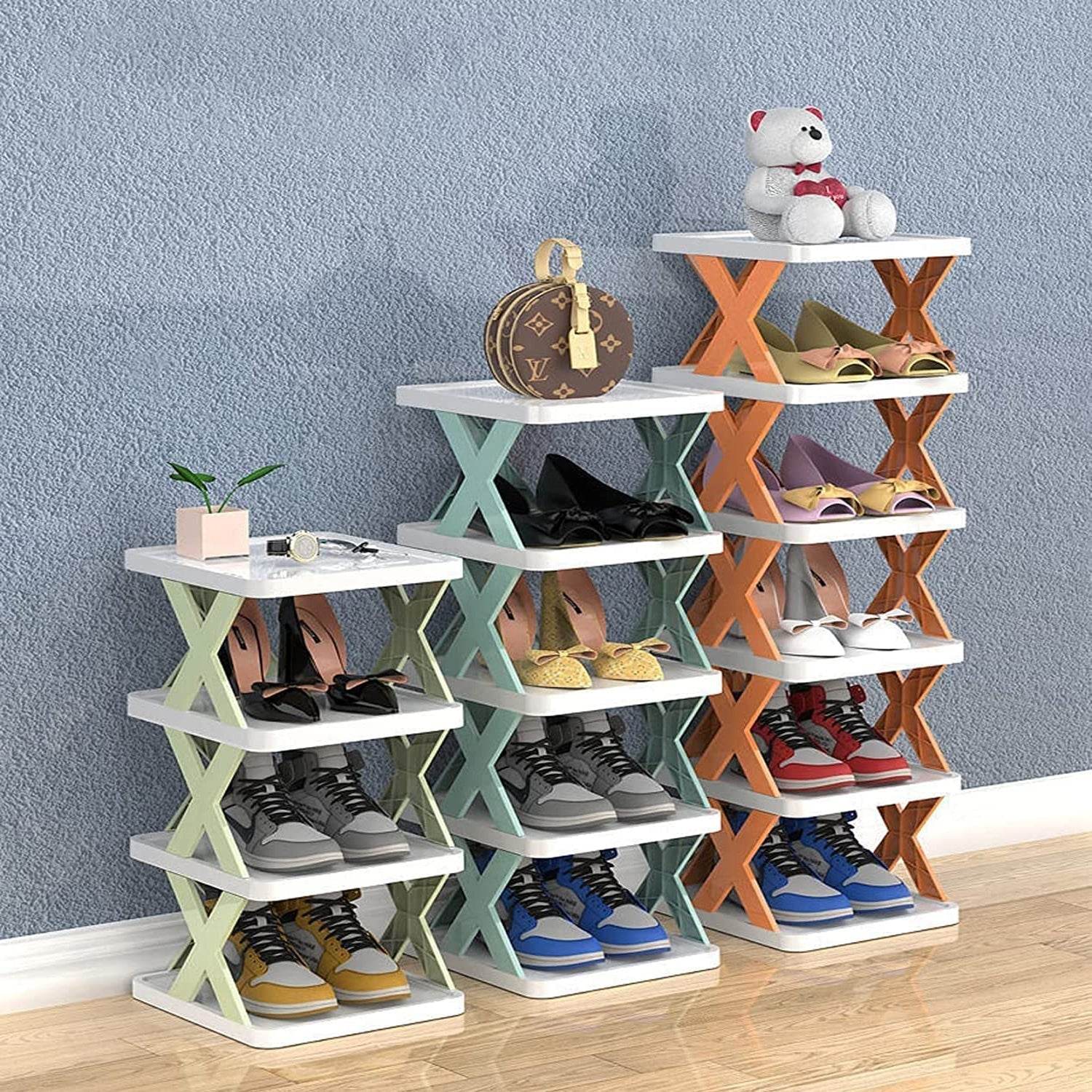 6 LAYER SHOE RACK DESIGN LIGHTWEIGHT ADJUSTABLE PLASTIC FOLDABLE SHOE CABINET STORAGE PORTABLE FOLDING SPACE SAVING SHOE ORGANIZER HOME AND OFFICE - infinityexculsivestore.com