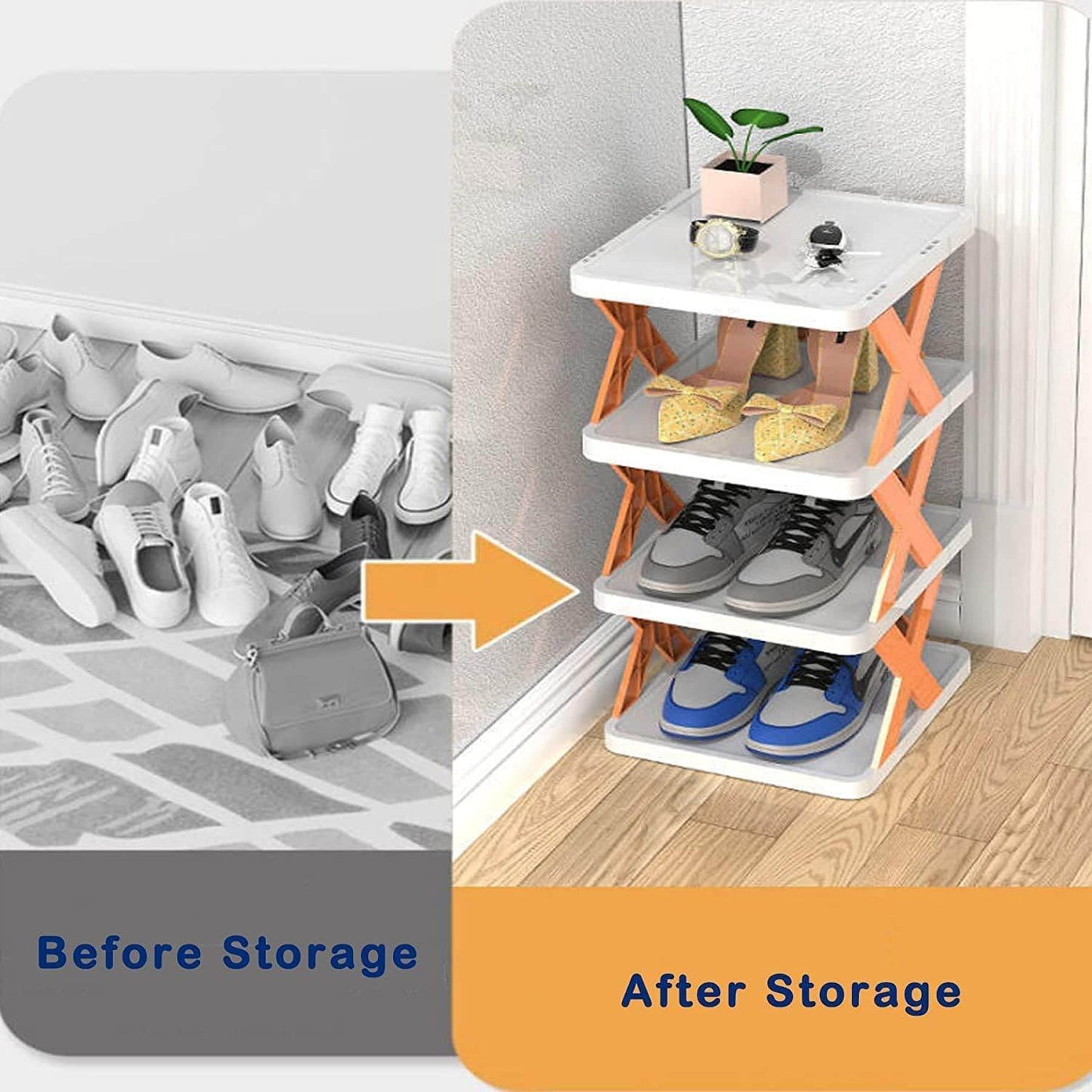 6 Layer Foldable Shoe Rack, Portable Storage Organizer for Home & Office - infinityexculsivestore.com