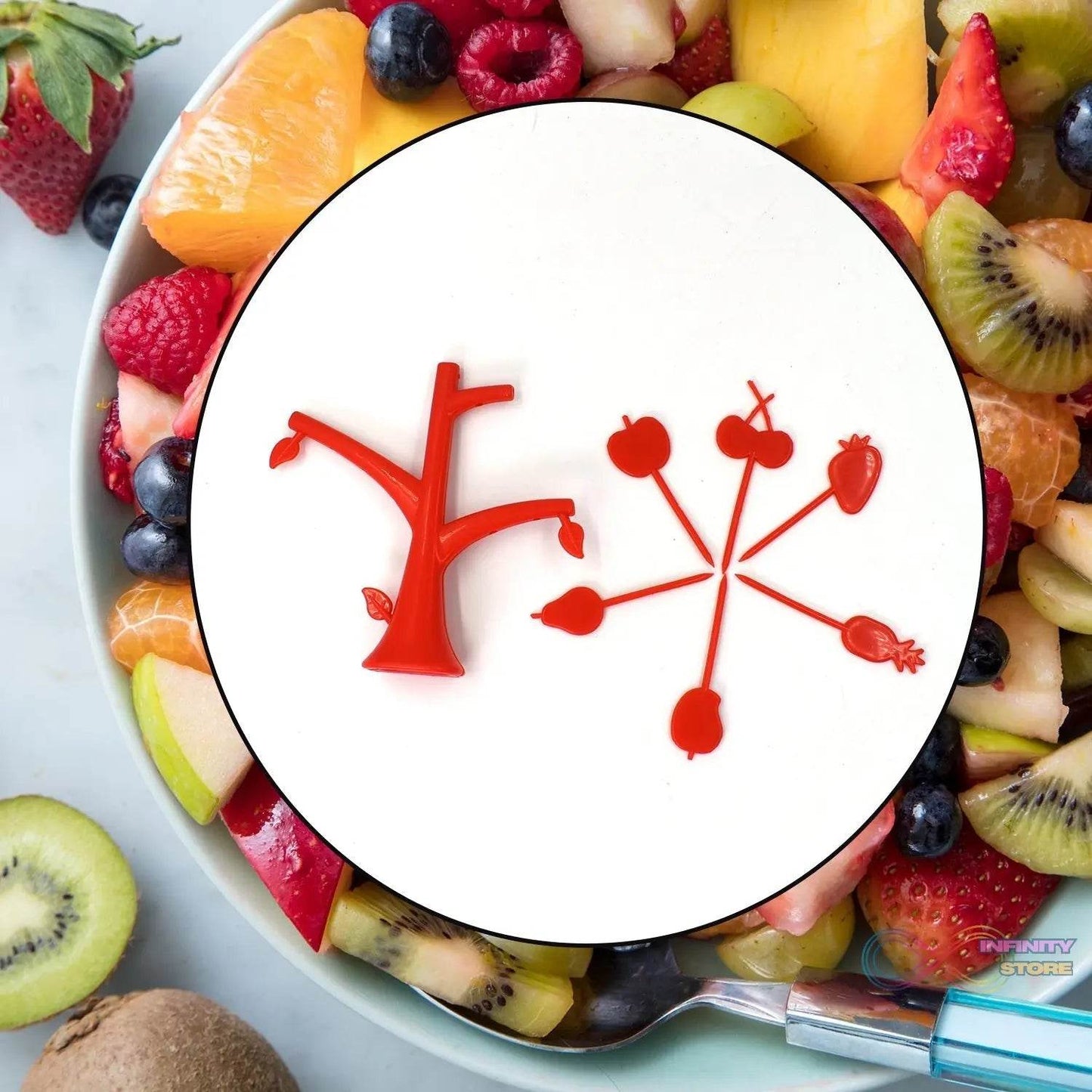 6 Pc Fruit Fork widely used for fruits and vegetable salads while eating them, because of its pointed easy pickup shape and all. - infinityexculsivestore.com