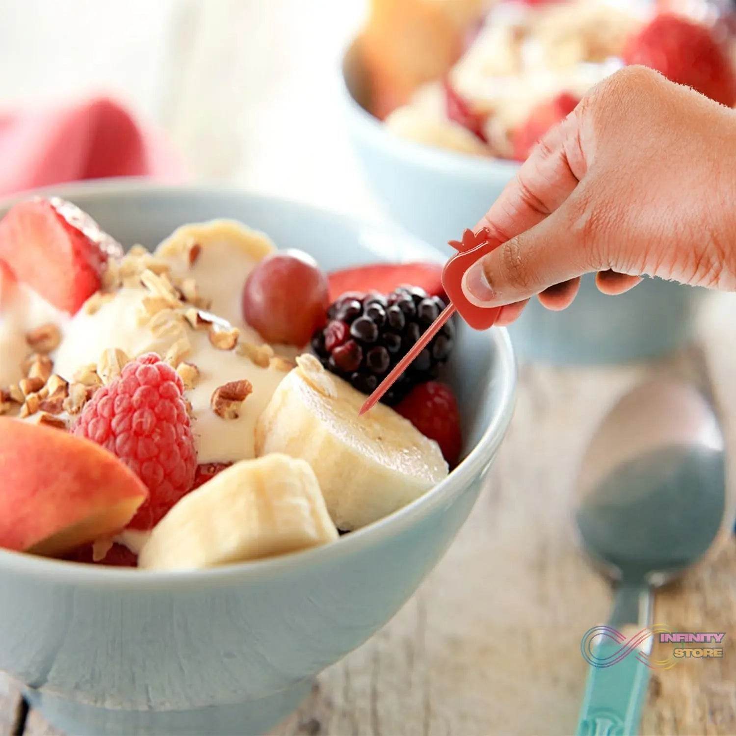 6 Pc Fruit Fork widely used for fruits and vegetable salads while eating them, because of its pointed easy pickup shape and all. - infinityexculsivestore.com