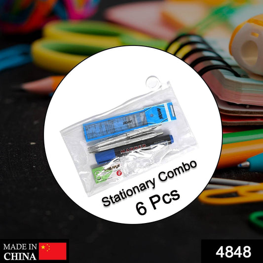 6-Pcs Combo Zipper Pouch scissor Ruler Pen And Marker Used While Studying By Teachers And Students In Schools And Colleges Etc. - infinityexculsivestore.com