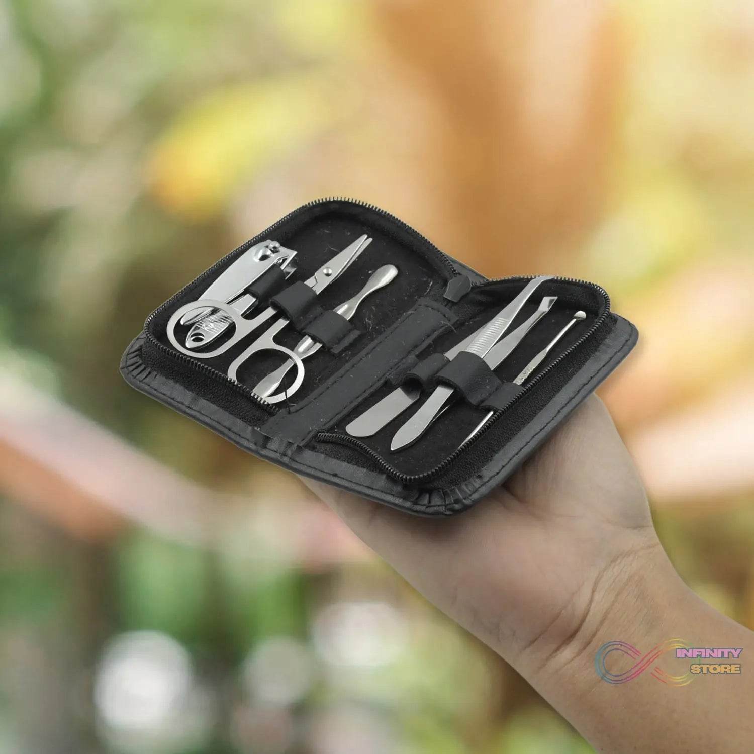 6-Piece Nail Clippers Kit with Travel Case: Professional Manicure Set, Stainless Steel - infinityexculsivestore.com