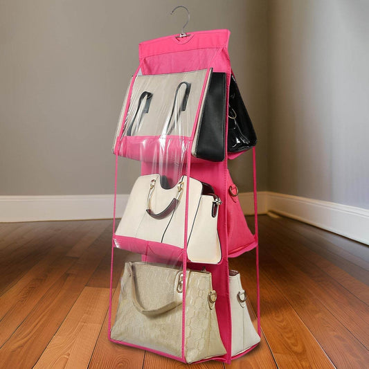 6 Pockets Hanging Purse Handbag Organizer Clear Hanging Shelf Bag (1 Pc) - infinityexculsivestore.com