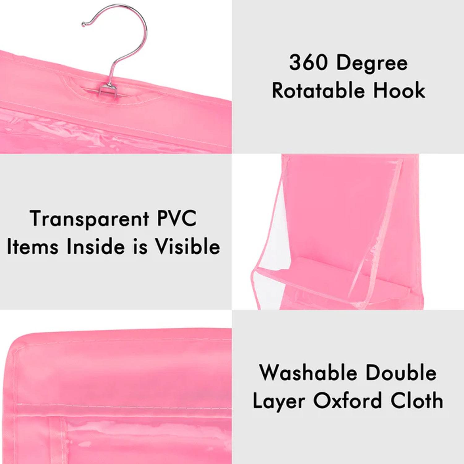 6 Pockets Hanging Purse Handbag Organizer Clear Hanging Shelf Bag (1 Pc) - infinityexculsivestore.com