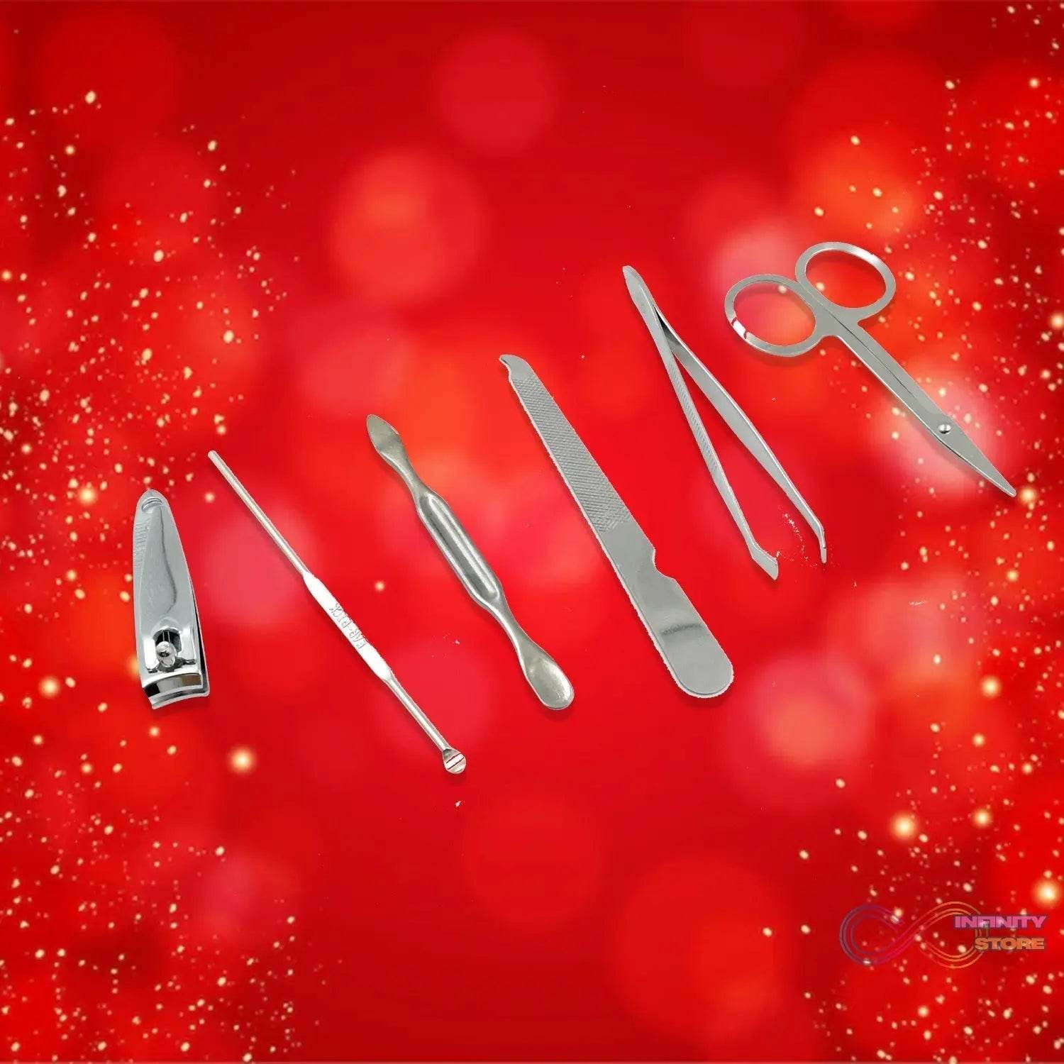 6-in-1 Nail Care Kit: Clippers, Trimmers, Mirror & Travel Case - infinityexculsivestore.com