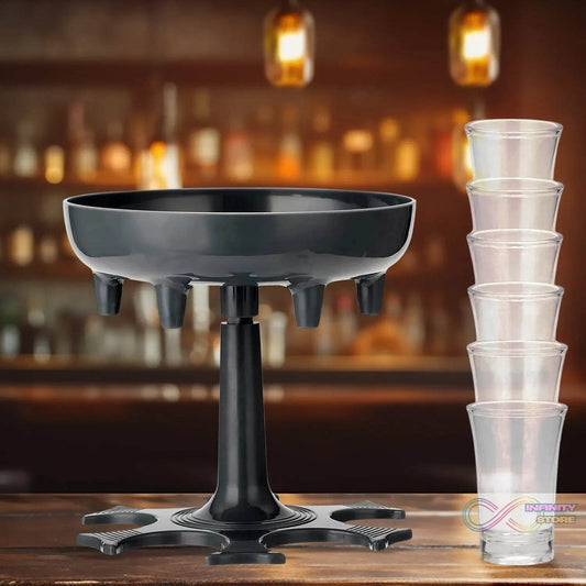 6 shot Win glass dispensers With tray & 6 Pcs Glass - infinityexculsivestore.com