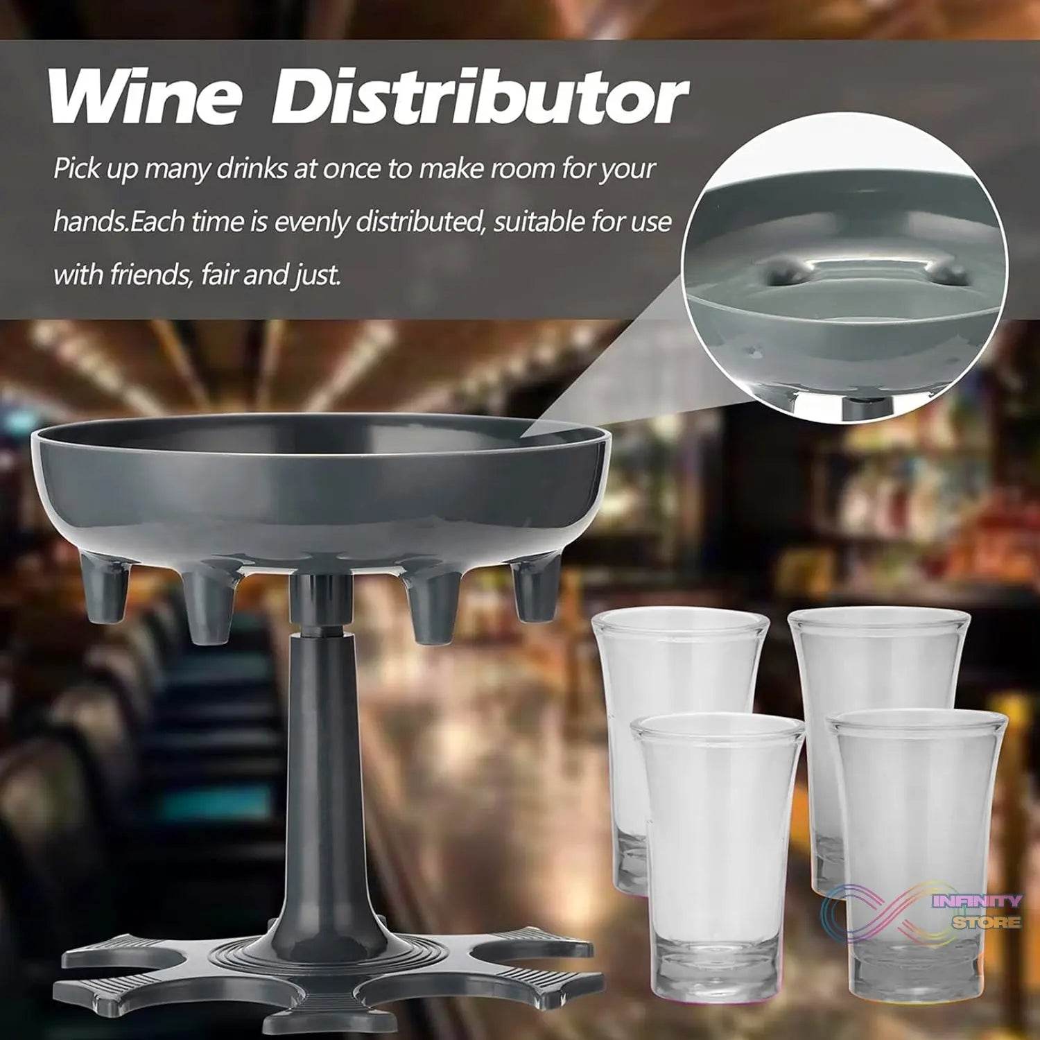 6 shot Win glass dispensers With tray & 6 Pcs Glass - infinityexculsivestore.com