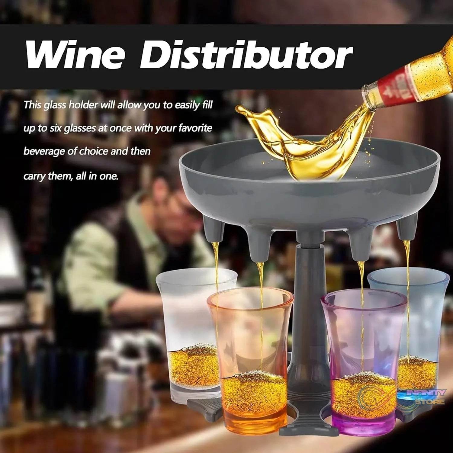 6 shot Win glass dispensers With tray & 6 Pcs Glass - infinityexculsivestore.com