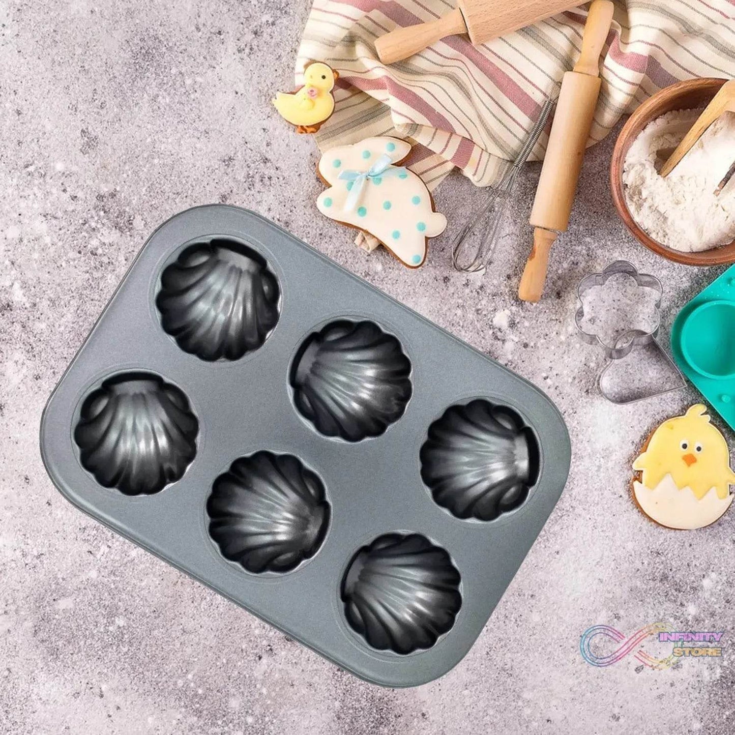 6 slot Non-Stick Muffins Cupcake Pancake Baking Molds Tray - infinityexculsivestore.com
