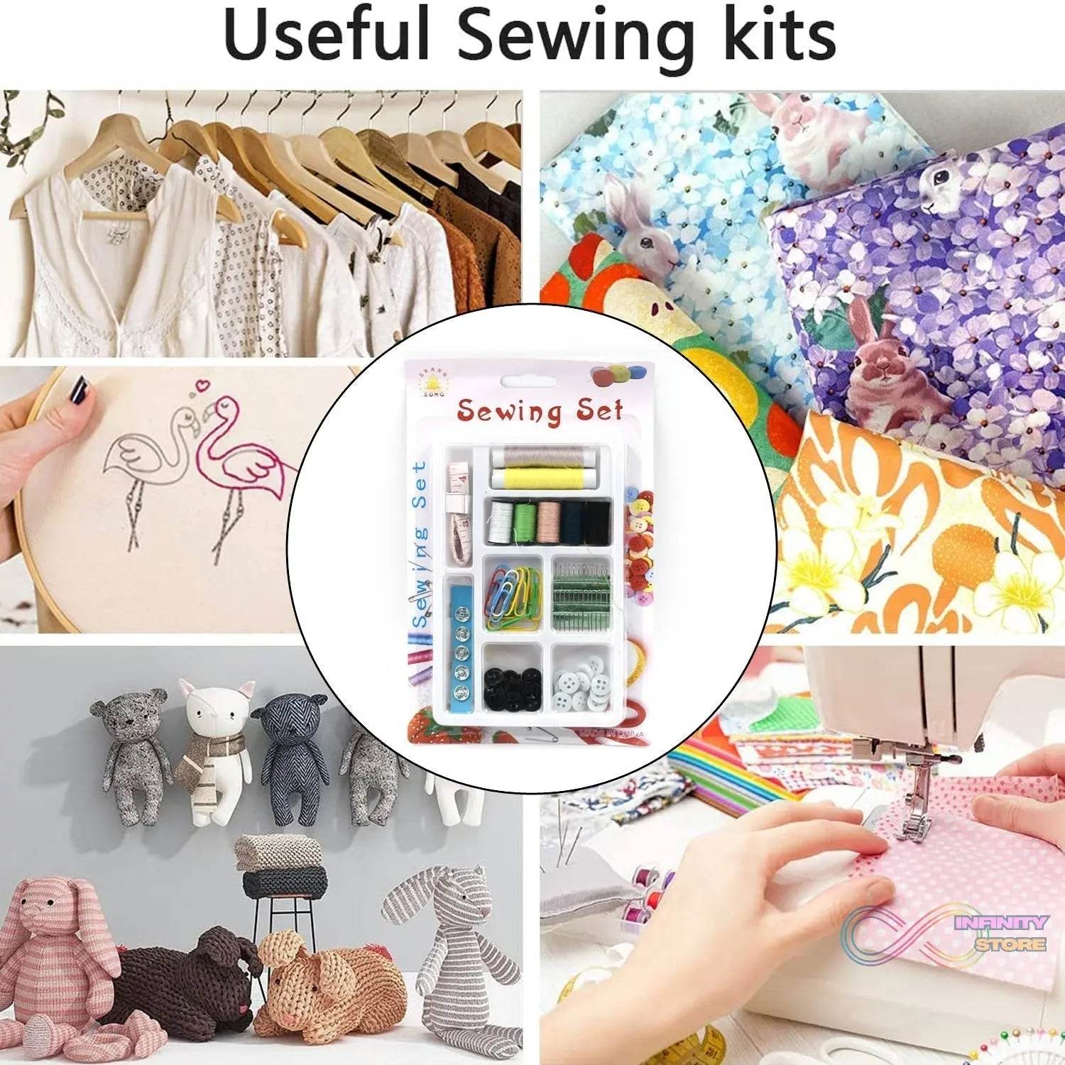 62 Pc Sewing Set used for sewing of clothes and fabrics including all home purposes. - infinityexculsivestore.com