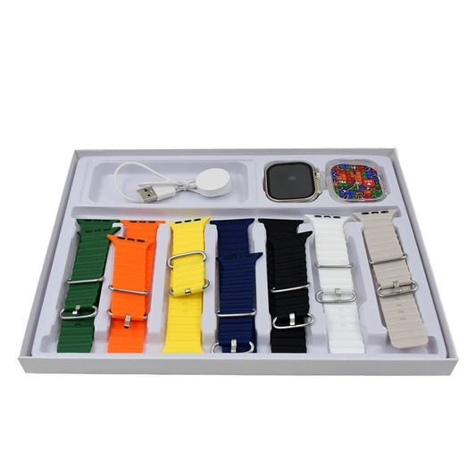 7 in 1 Ultra Smart watch Combo with Seven Classic Straps & Transparent Screen Guard (1 Set / Mix Color) - infinityexculsivestore.com