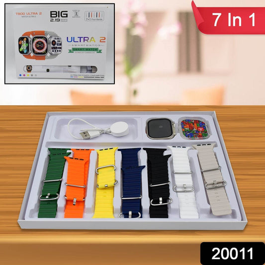 7 in 1 Ultra Smart watch Combo with Seven Classic Straps & Transparent Screen Guard (1 Set / Mix Color) - infinityexculsivestore.com
