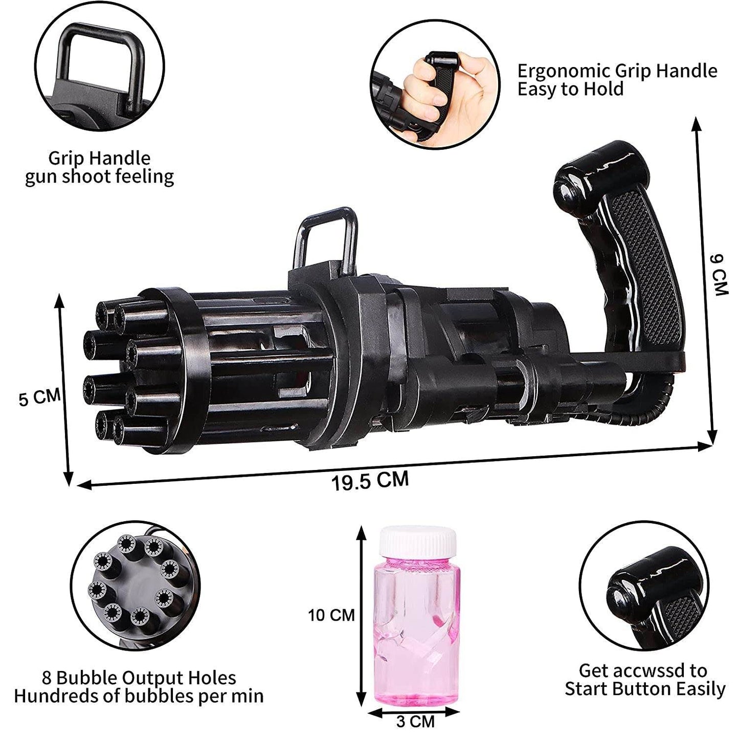 8-Hole battery operated Bubbles Gun Toys for Boys and Girls - infinityexculsivestore.com