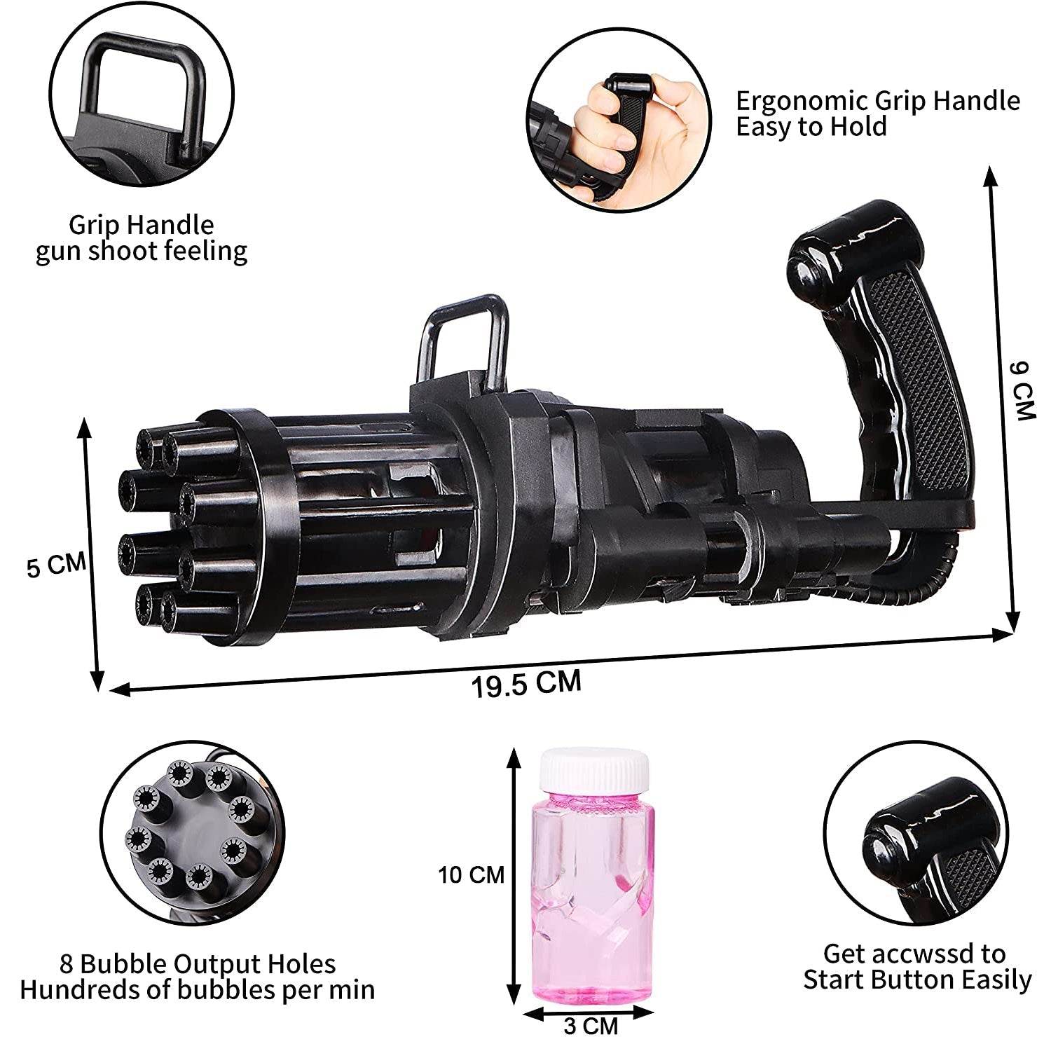 8-Hole battery operated Bubbles Gun Toys for Boys and Girls - infinityexculsivestore.com