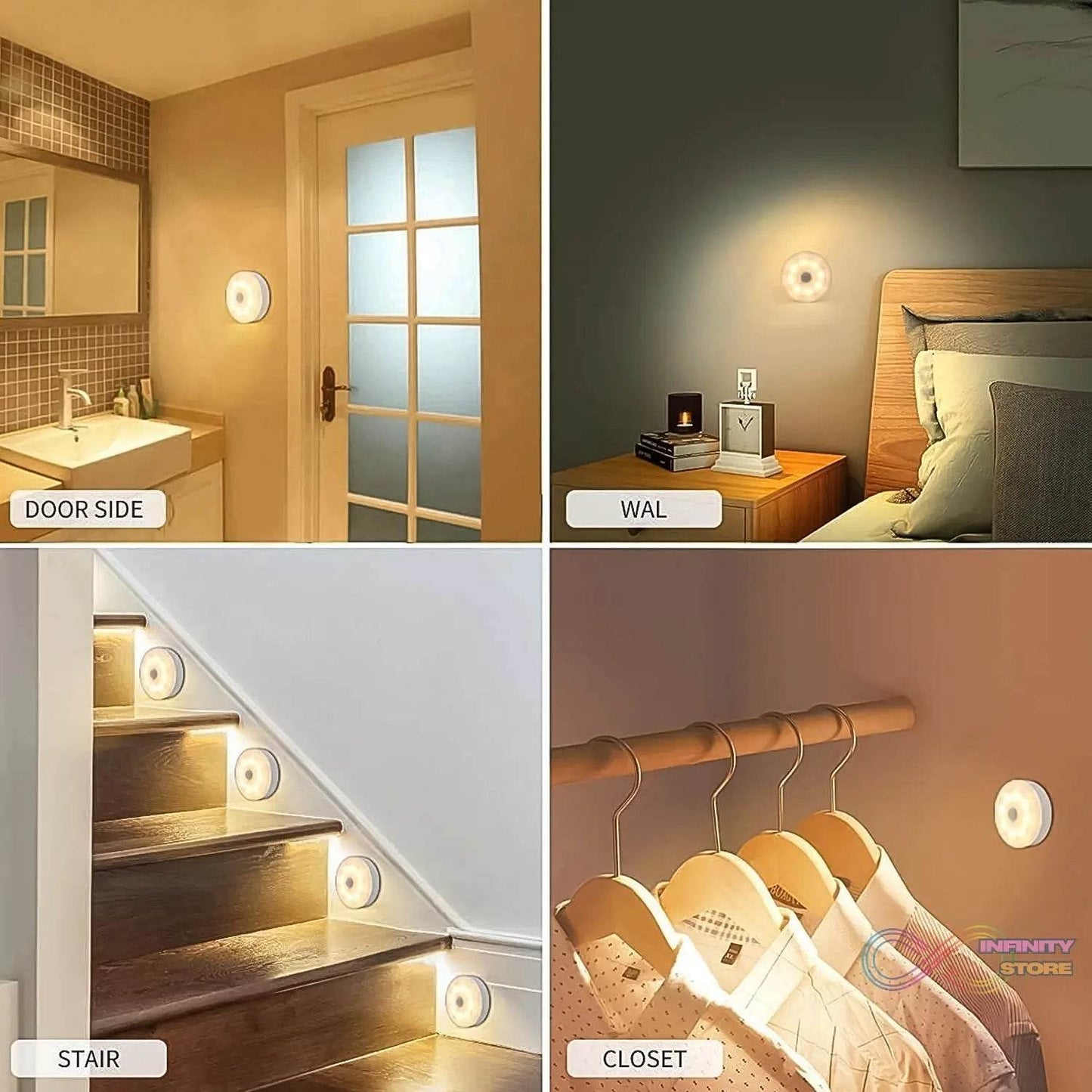 8 LED Night Lights With USB Charging & Double-Sided Adhesive Pads (1 Pc) - infinityexculsivestore.com