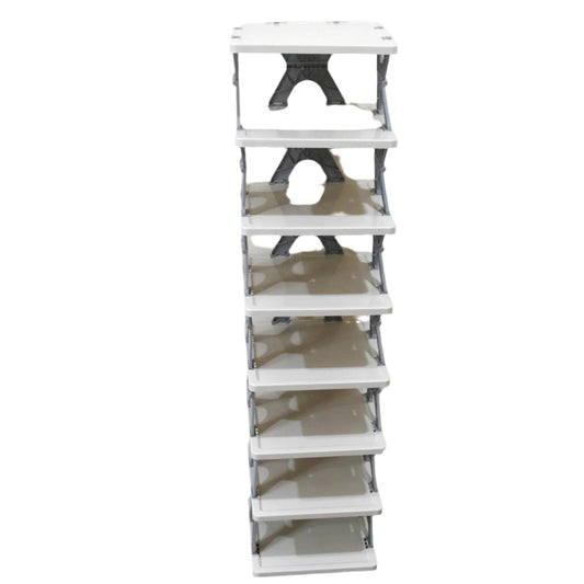 8-Layer Foldable Shoe Rack for Entryway - Heavy Duty Plastic Shoe Organizer - infinityexculsivestore.com