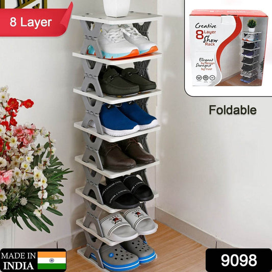 8-Layer Foldable Shoe Rack for Entryway - Heavy Duty Plastic Shoe Organizer - infinityexculsivestore.com