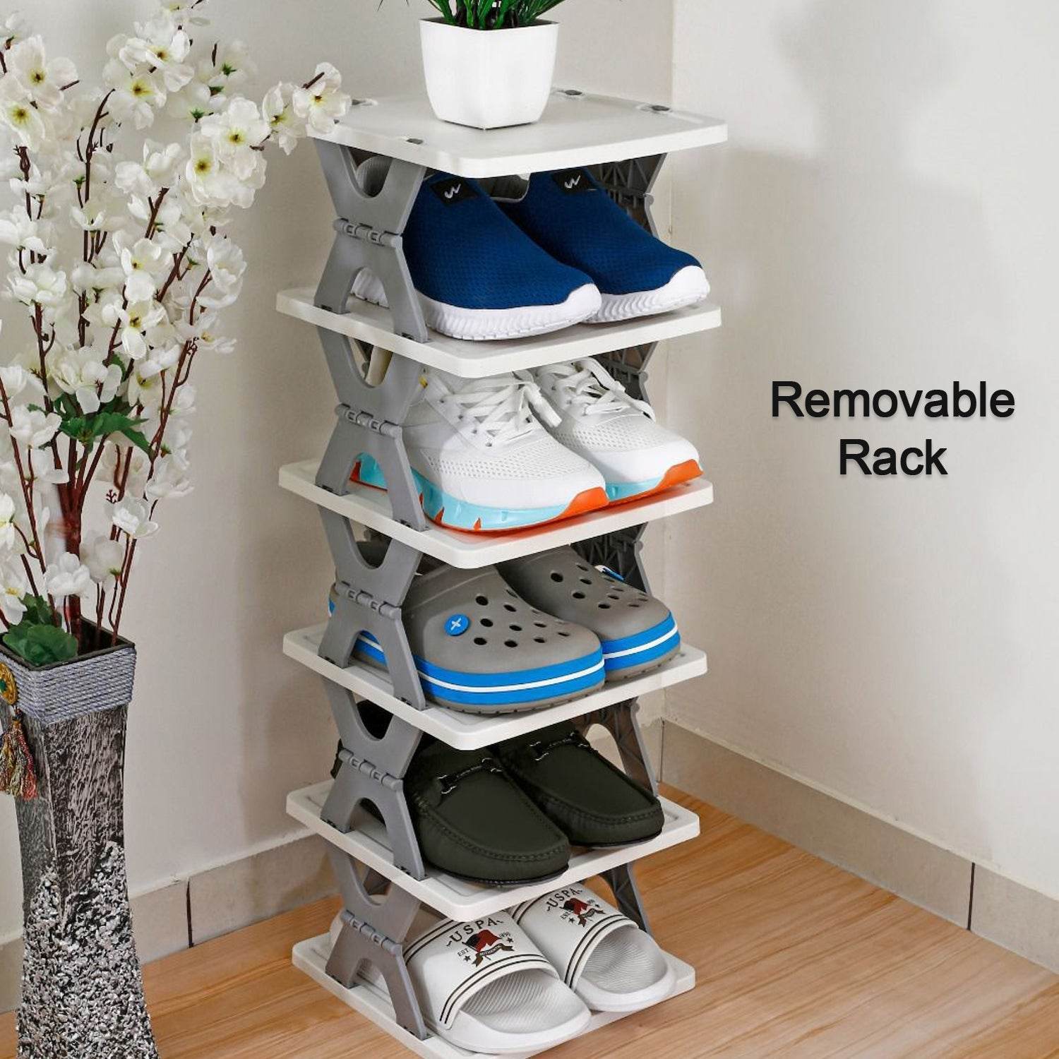 8-Layer Foldable Shoe Rack for Entryway - Heavy Duty Plastic Shoe Organizer - infinityexculsivestore.com
