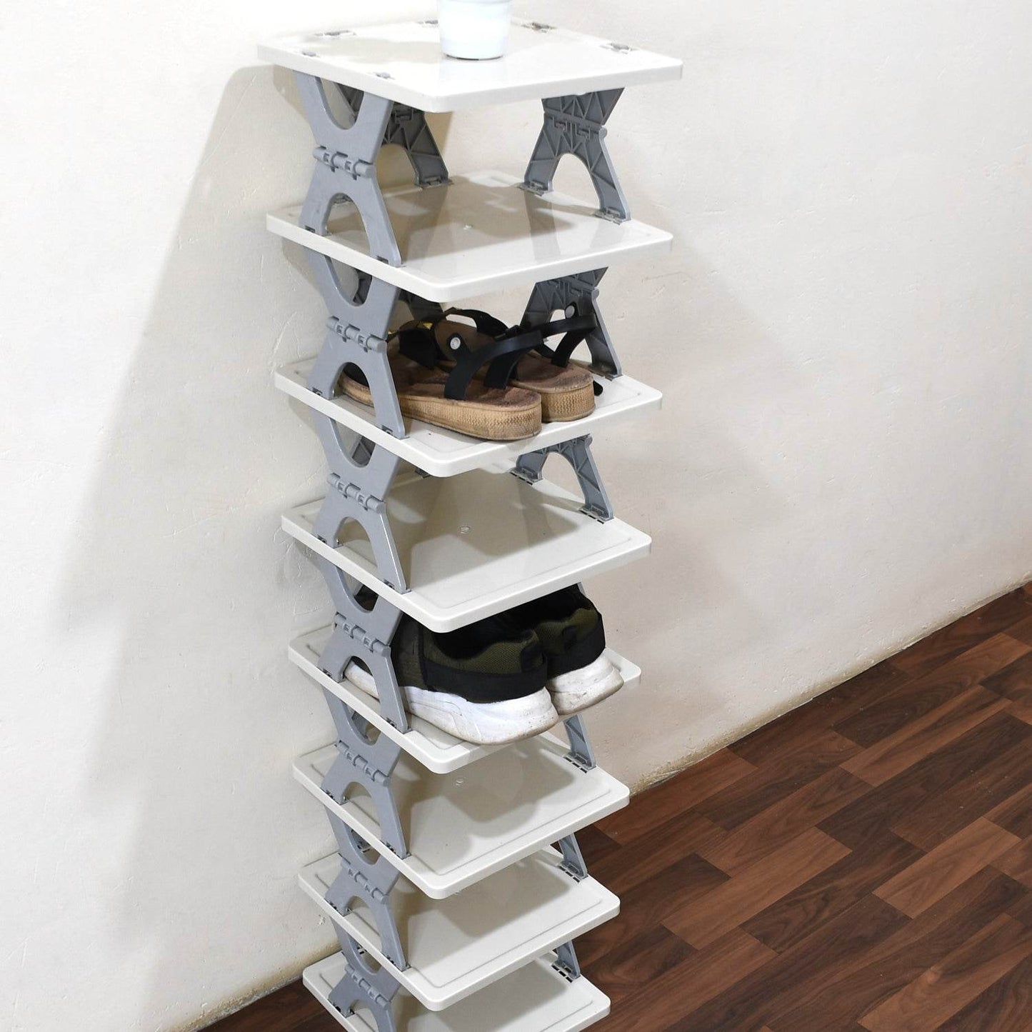 8-Layer Foldable Shoe Rack for Entryway - Heavy Duty Plastic Shoe Organizer - infinityexculsivestore.com